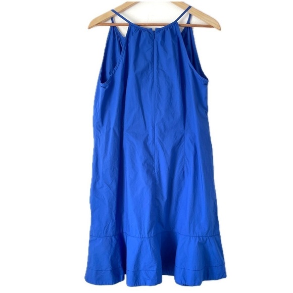 J. Crew Flutter Hem Dress Cobalt Blue F4007 Cotton Back Zip Women’s Size 12 - Picture 4 of 10